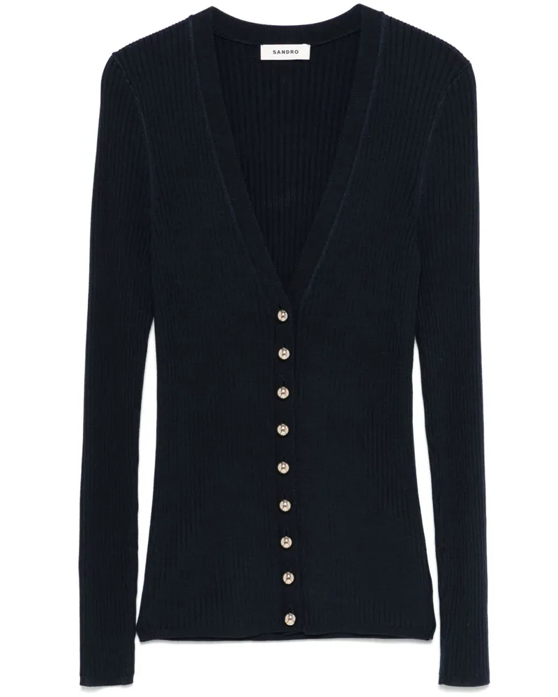 Sandro Gerippter Cardigan - Blau Blau