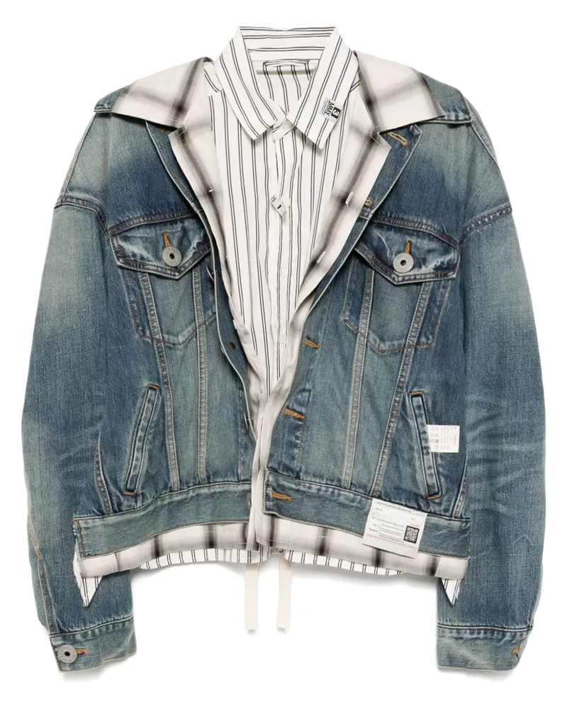 MIHARAYASUHIRO Rückenfreie Jeansjacke im Layering-Look - Blau Blau
