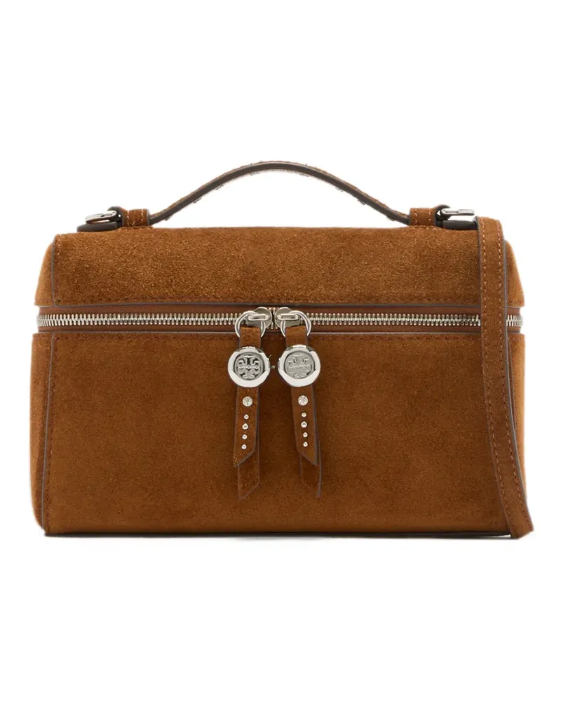 Tory Burch Romy studded suede slim top handle bag - Braun Braun