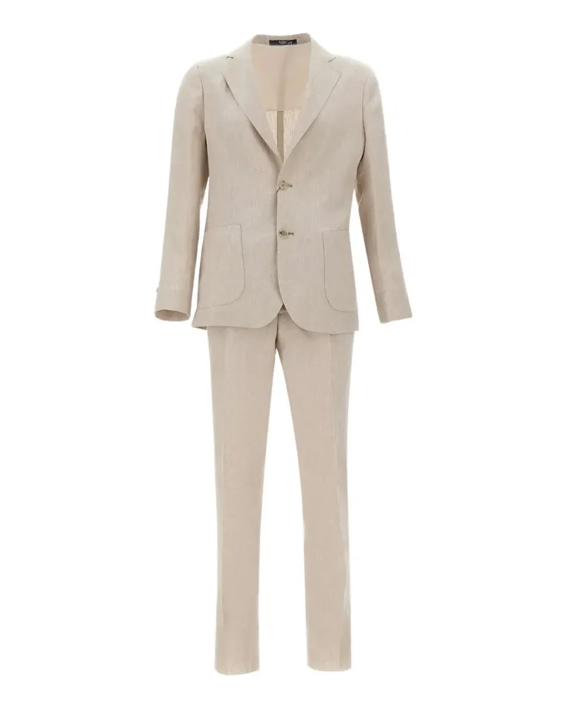 BARBA patch-pocket pleated suit - Nude Nude