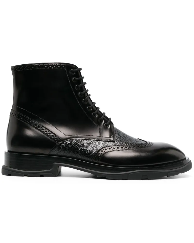 Alexander McQueen Strukturierte Schnürstiefel - Schwarz Schwarz