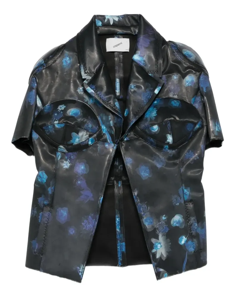 COPERNI Jacke mit holografischem Blumen-Print - Schwarz Schwarz