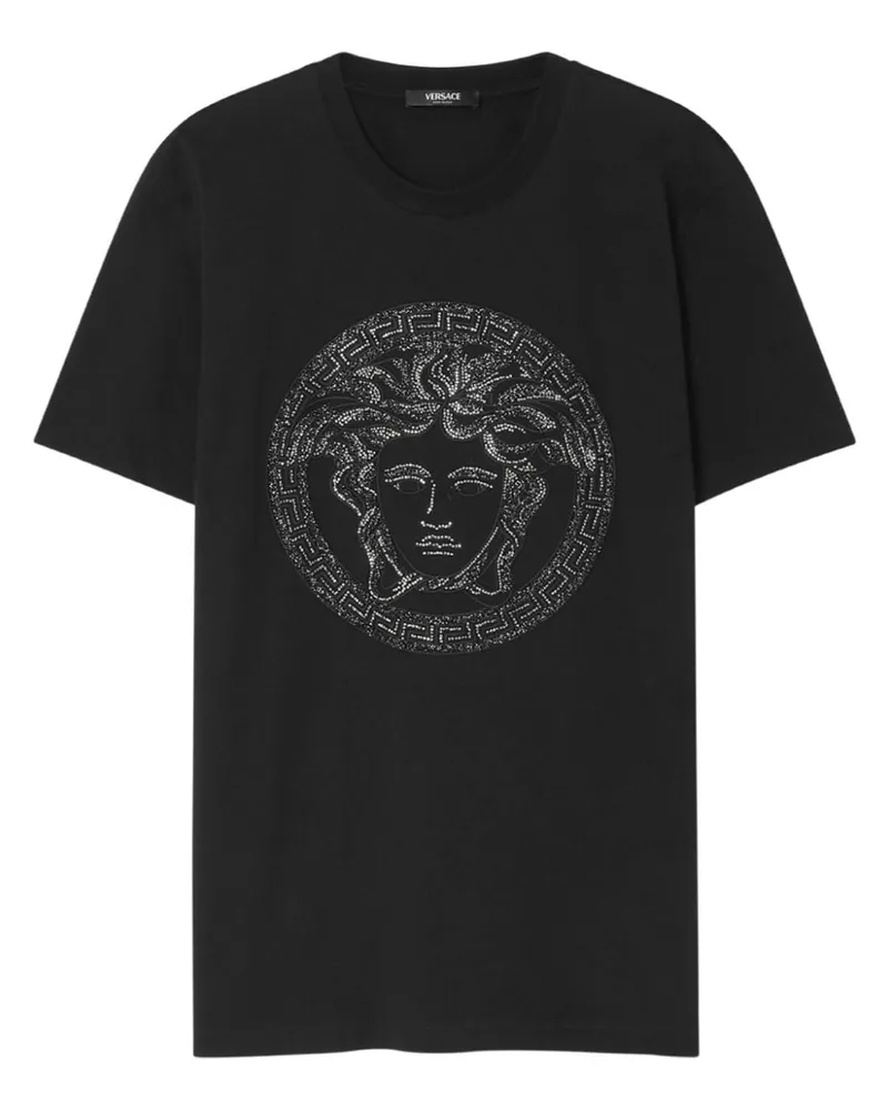 Versace T-Shirt mit Medusa-Kopf-Verzierung - Schwarz Schwarz