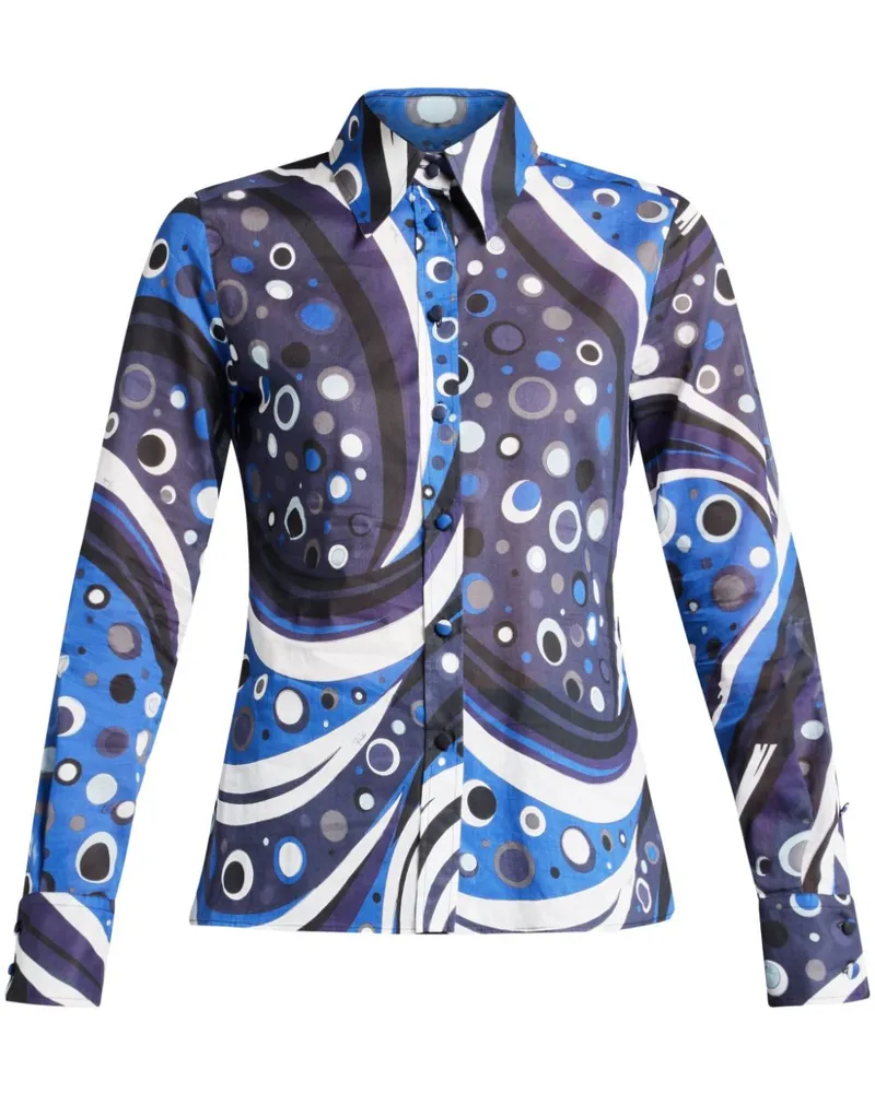 Emilio Pucci Hemd mit Fontane-Print - Blau Blau