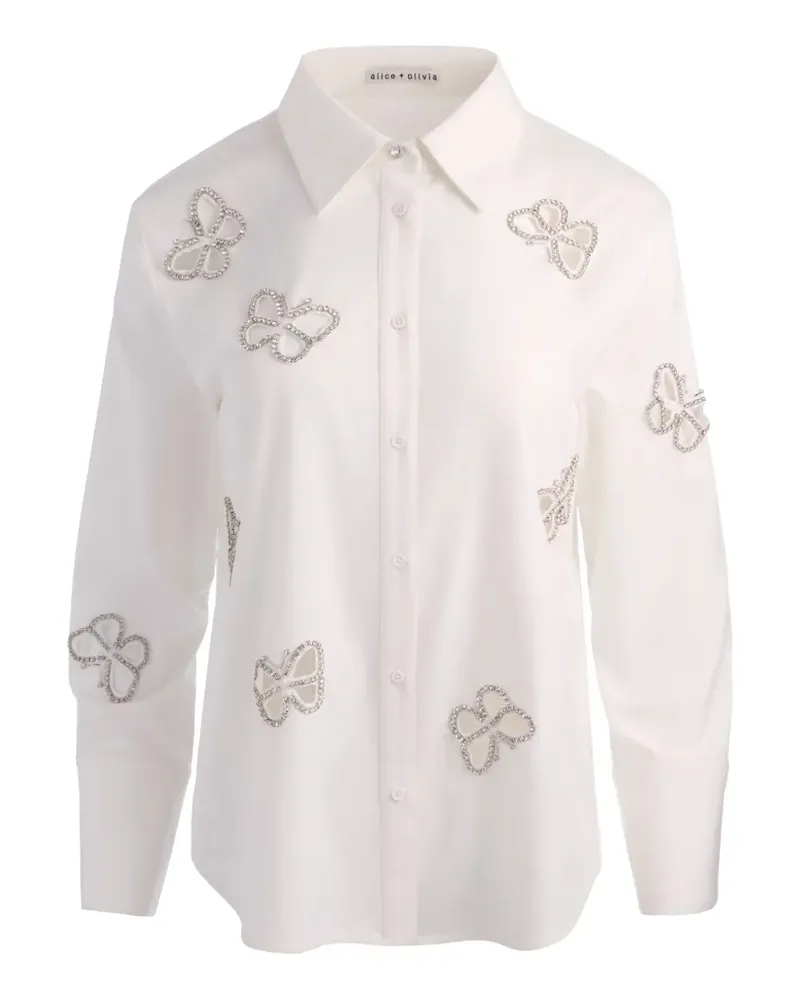 Alice + Olivia Finely crystal-embellished cutout shirt - Weiß Weiß