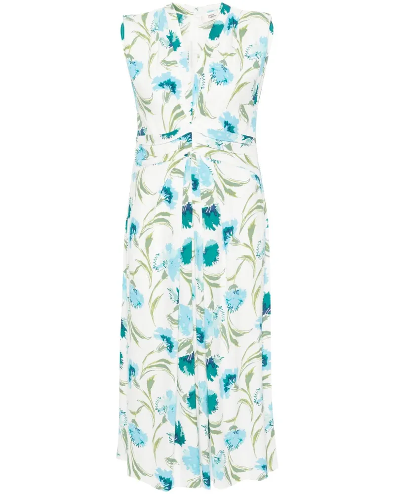 Diane von Furstenberg Twill-Kleid mit Blumen-Print - Weiß Weiß