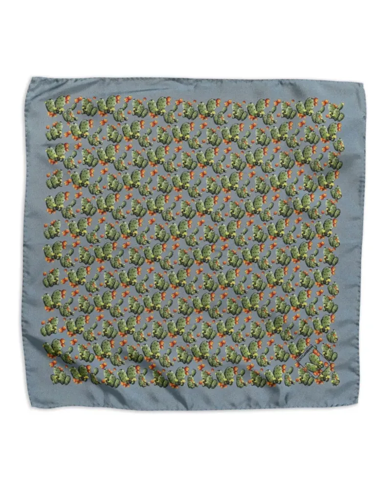 Dolce & Gabbana Einstecktuch mit Kaktus-Print - Blau Blau