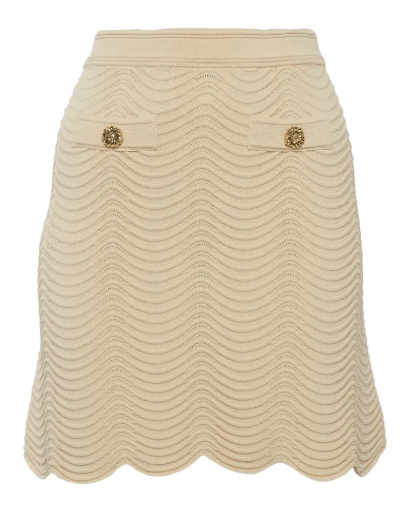Sandro textured-knit scalloped-hem mini skirt - Nude Nude