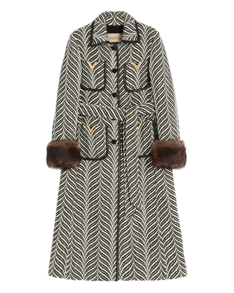 Valentino Garavani Einreihiger Mantel mit Print - Schwarz Schwarz