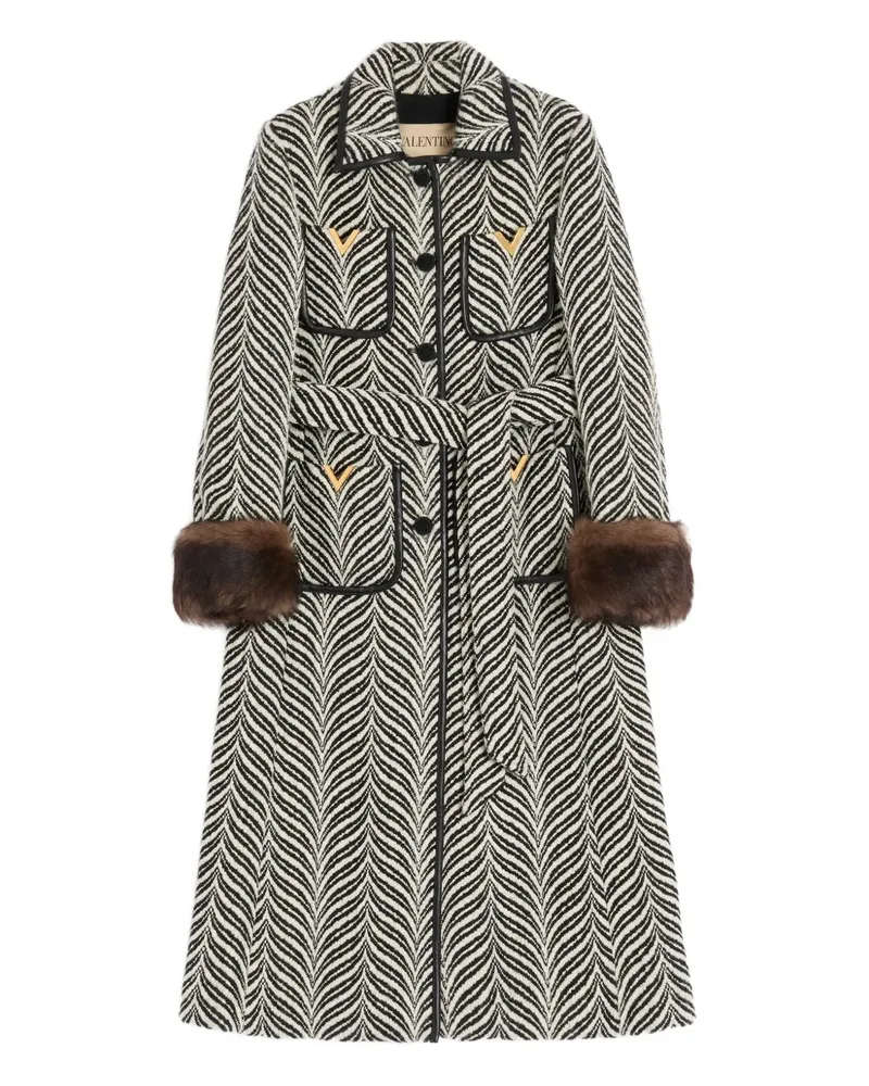 Valentino Garavani Einreihiger Mantel mit Print - Schwarz Schwarz