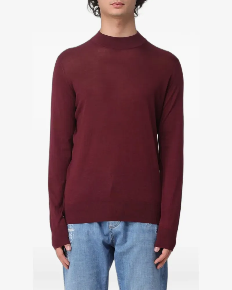 Brunello Cucinelli ribbed-trim mock-neck sweater - Rot Rot