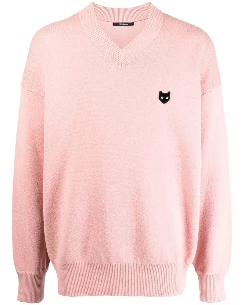 SONGZIO Pullover mit Panther-Patch Rosa