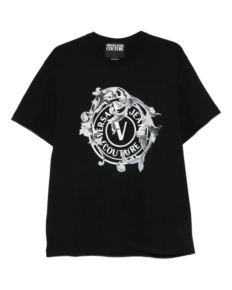 Versace Jeans T-Shirt mit Porcelain Barocco-Print - Schwarz Schwarz