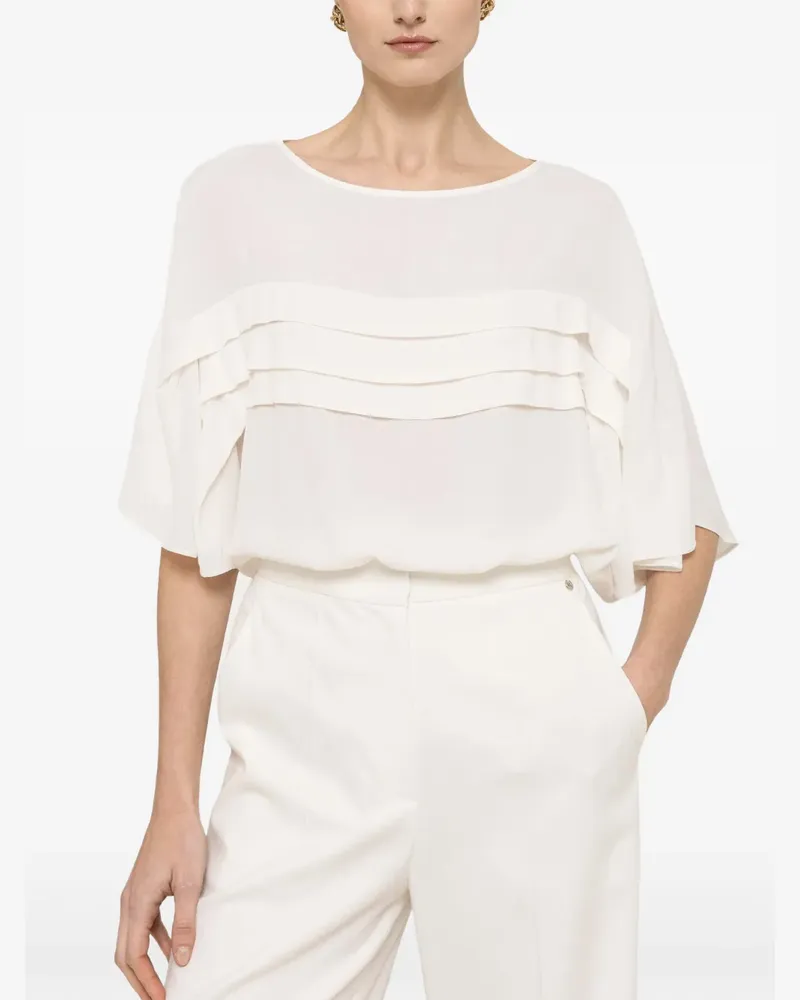 NISSA pleat chiffon top - Nude Nude