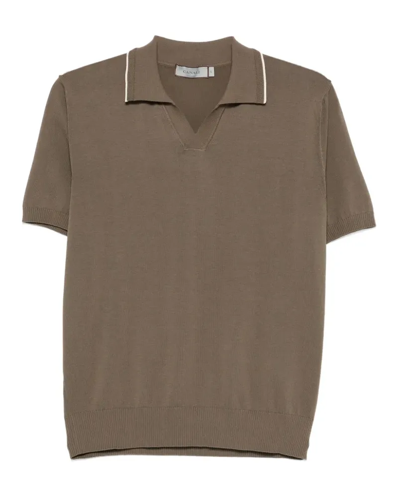 Canali Poloshirt mit gerippten Details - Braun Braun
