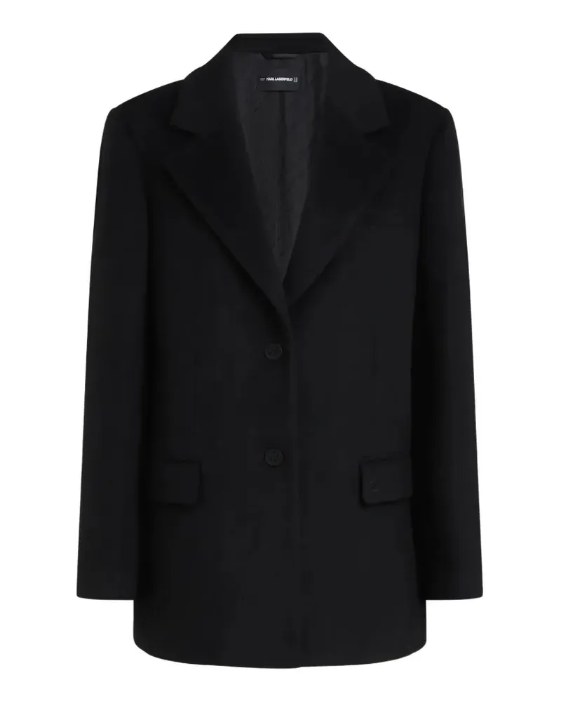 Karl Lagerfeld Einreihiger Filzmantel - Schwarz Schwarz