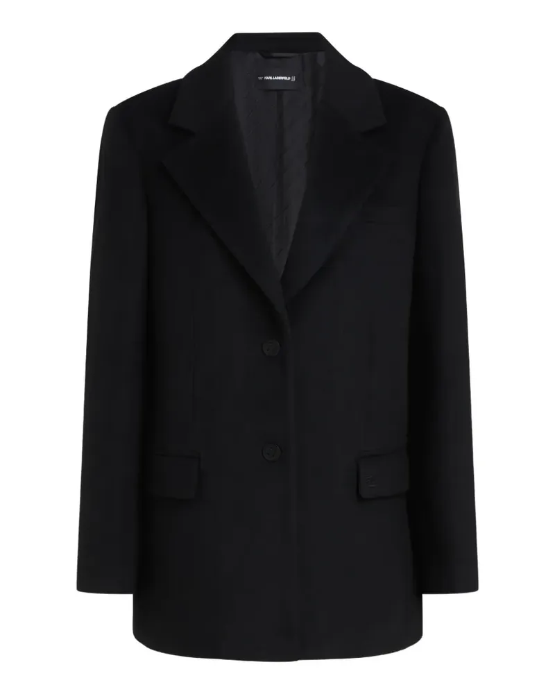 Karl Lagerfeld Einreihiger Filzmantel - Schwarz Schwarz