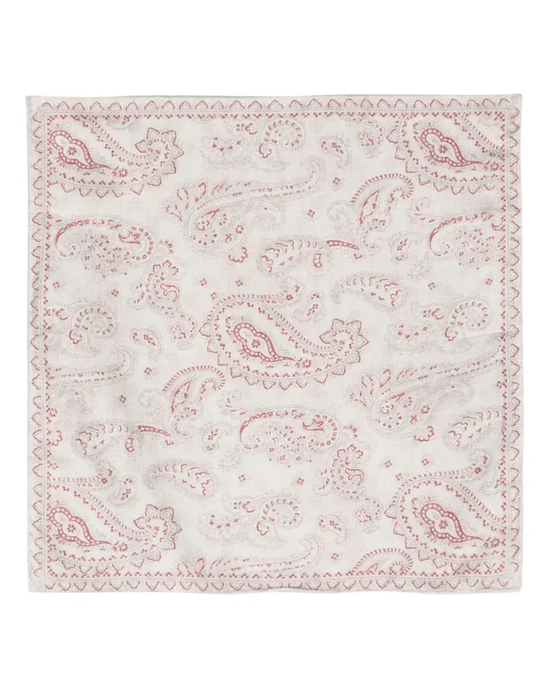 Brunello Cucinelli Seidenschal mit Bandana-Print - Weiß Weiß