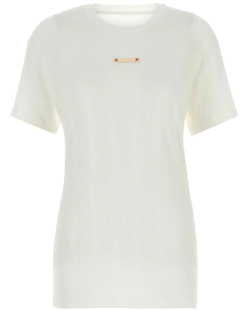 Maison Margiela T-Shirt mit Logo-Patch - Weiß Weiß