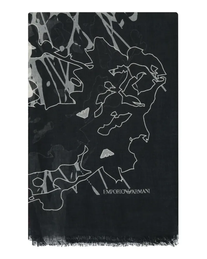 Emporio Armani Schal mit Print - Schwarz Schwarz