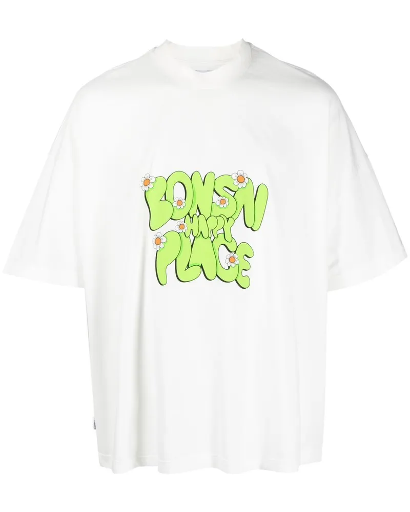 BONSAI T-Shirt mit Logo-Print Weiß