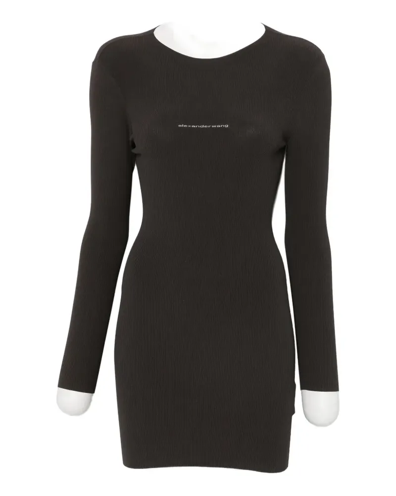 Alexander Wang logo-print ribbed-knit mini dress - Braun Braun