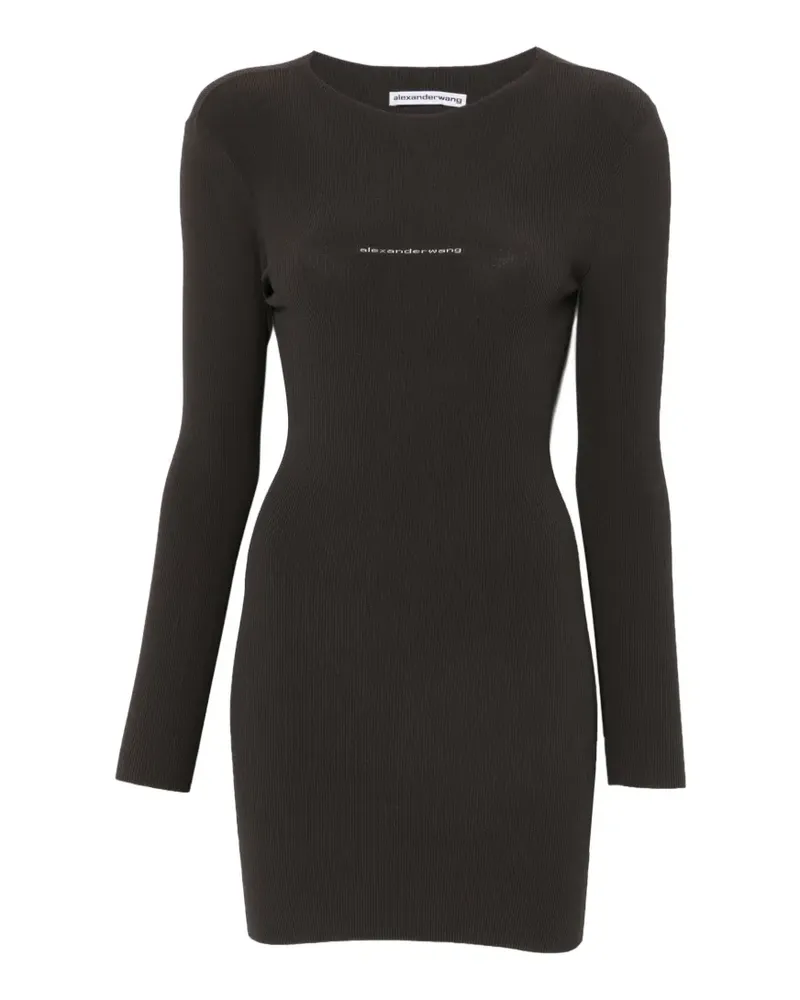 Alexander Wang Geripptes Minikleid mit Logo-Print - Braun Braun