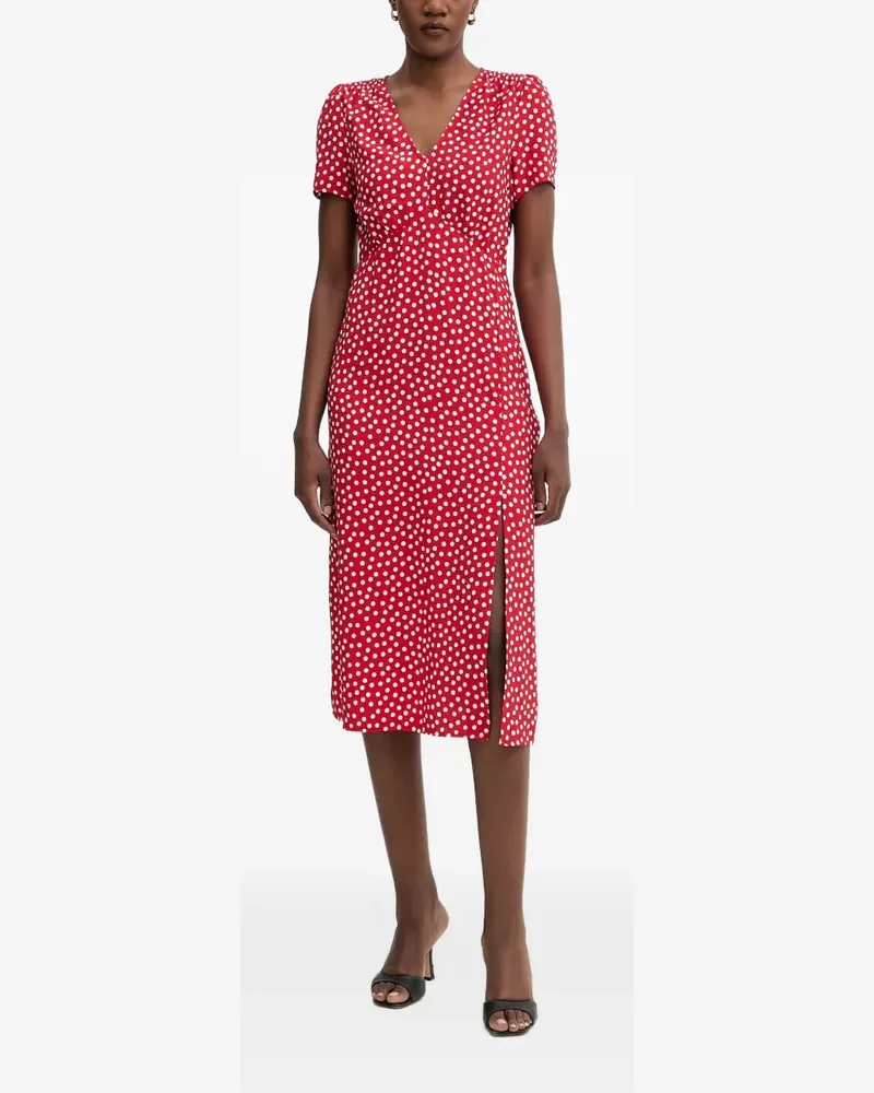 Morgan polka-dot V-neck midi dress - Rot Rot