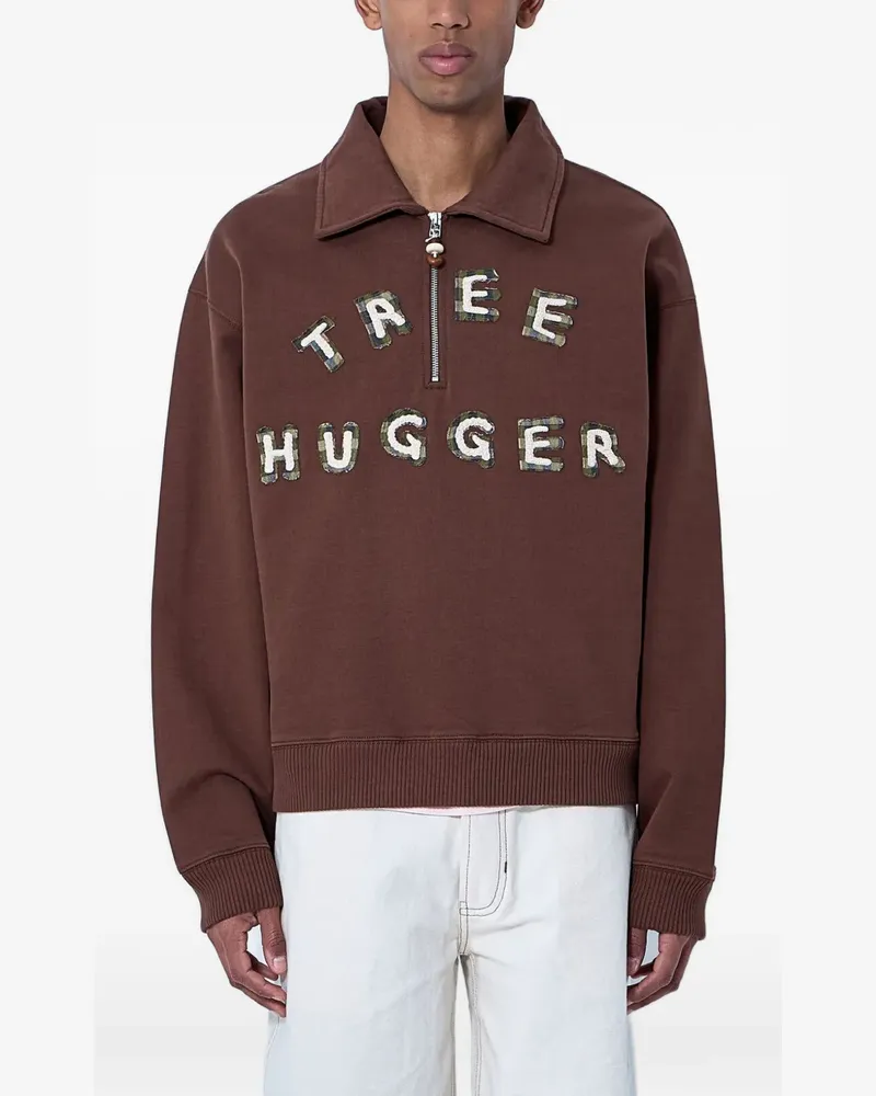 STORY mfg. Geo embroidered half-zip sweatshirt - Braun Braun