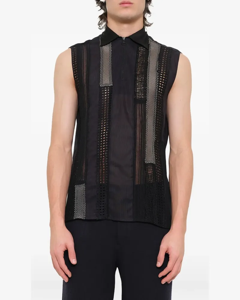 Lanvin Ärmelloses Oberteil mit Patchwork-Design - Schwarz Schwarz