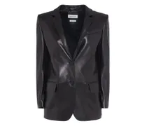 Einreihiger Blazer aus Leder - Schwarz