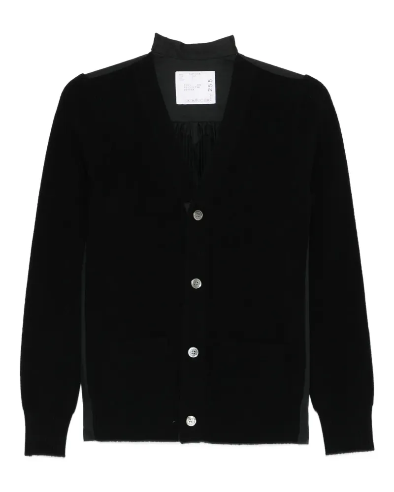 Sacai Gerippter Cardigan mit Knöpfen - Schwarz Schwarz