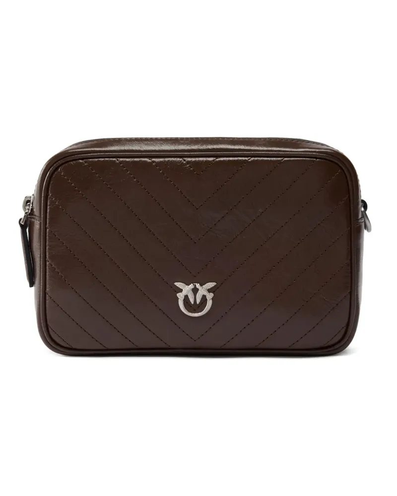Pinko Mittelgroße Umhängetasche mit Chevron-Logo - Braun Braun