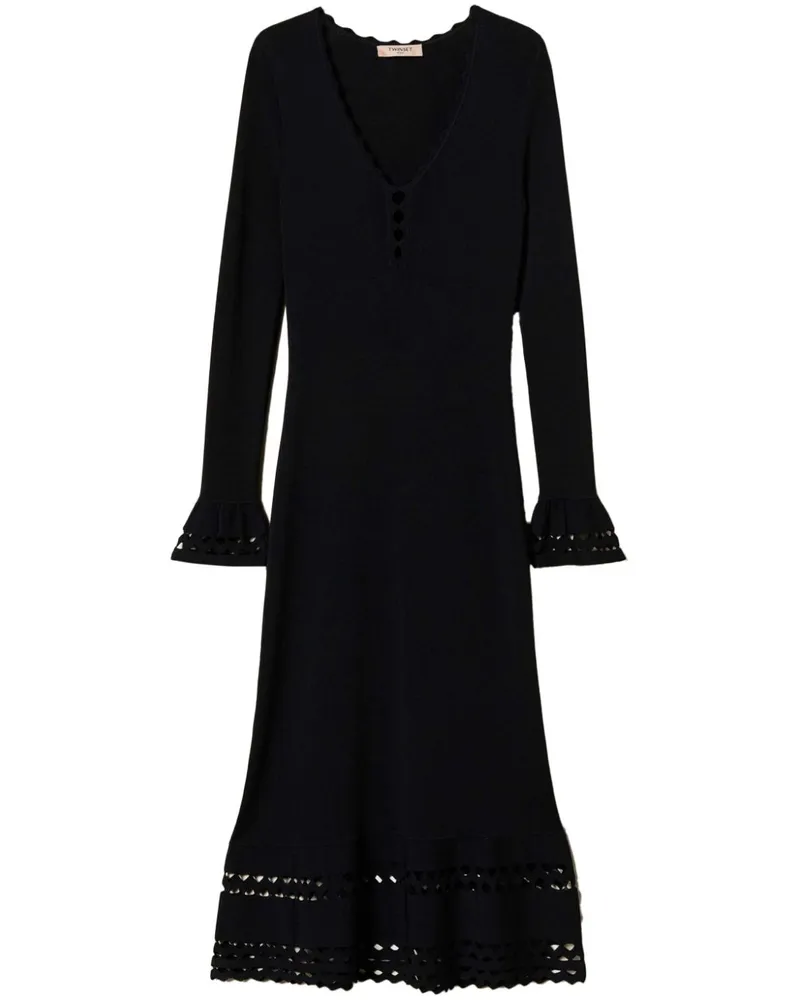 Twin-Set Midikleid mit Wellensaum - Schwarz Schwarz