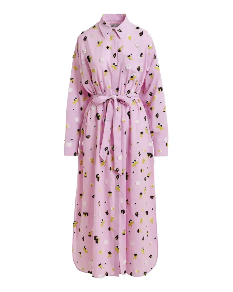 Essentiel Geblümtes Midikleid mit Gürtel - Rosa Rosa