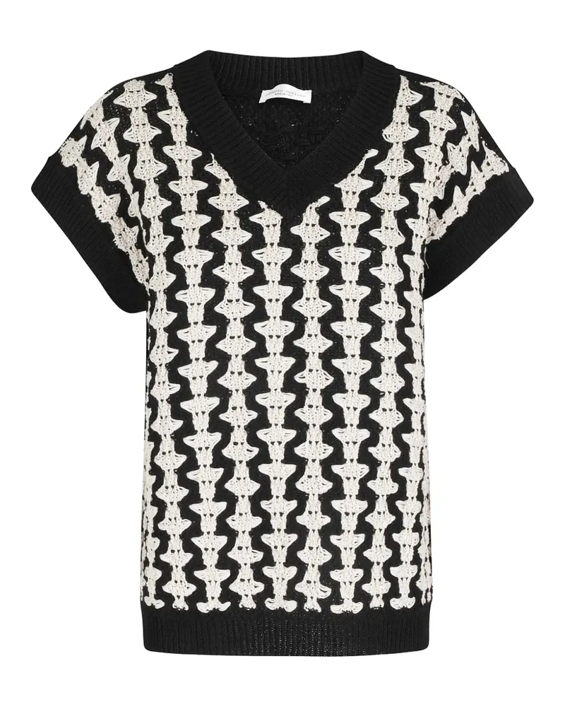 Roberto Collina V-neck patterned sweater - Schwarz Schwarz