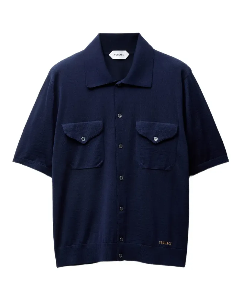 Versace embroidered wool knit shirt - Blau Blau