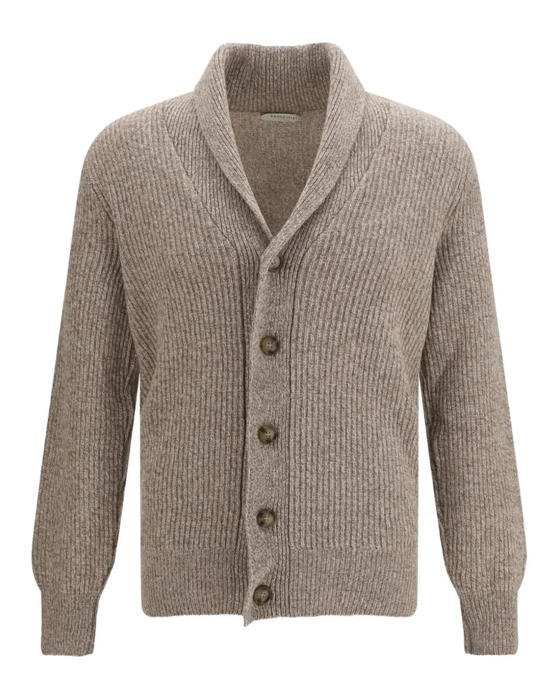 Brooksfield shawl-collar ribbed-knit cardigan - Nude Nude