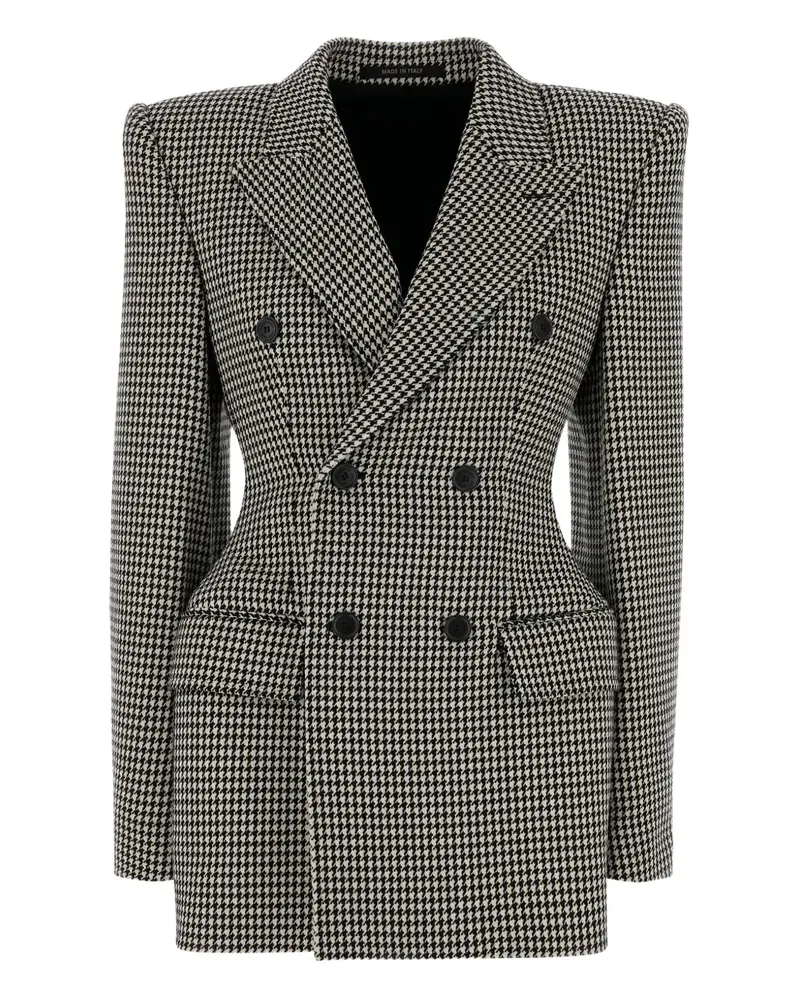 Balenciaga Doppelreihiger Blazer mit Hahnentrittmuster - Schwarz Schwarz