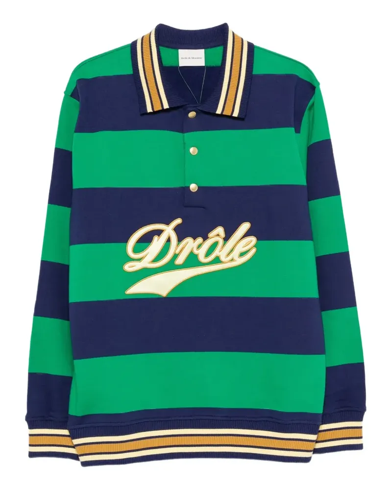 Drôle de Monsieur striped logo-embroidered polo shirt - Grün Grün