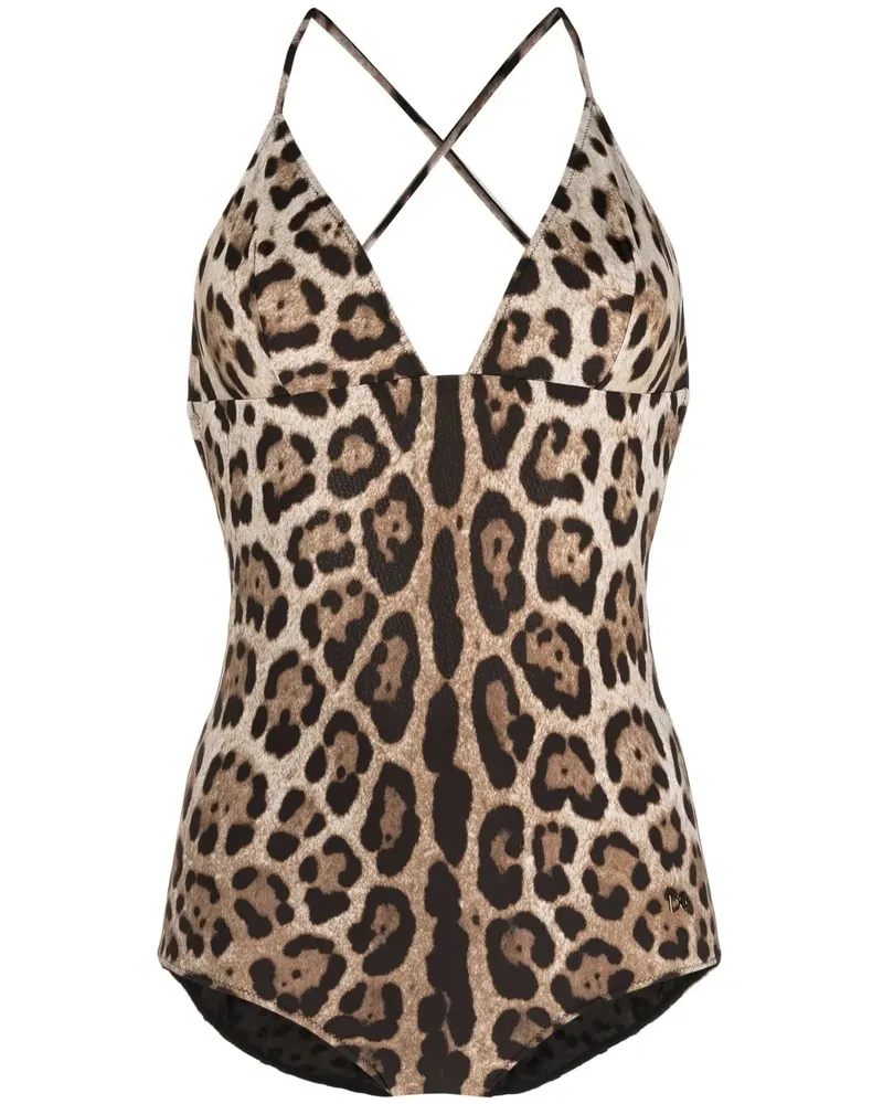 Dolce & Gabbana Badeanzug mit Leoparden-Print - Braun Braun