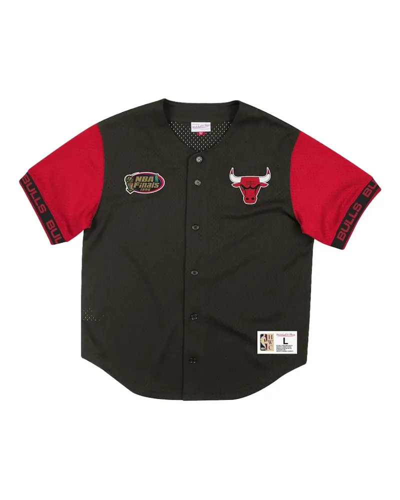 Mitchell & Ness x NBA Chicago Bulls Hemd mit Mesh-Knöpfen - Schwarz Schwarz