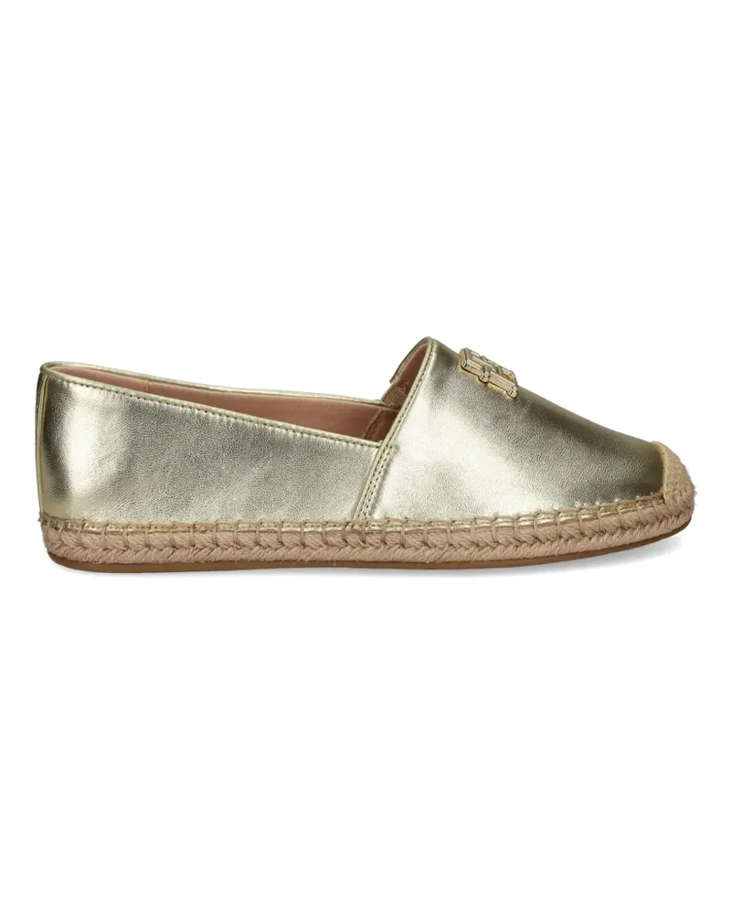Tommy Hilfiger TH-monogram-plaque metallic espadrilles - Gold Gold