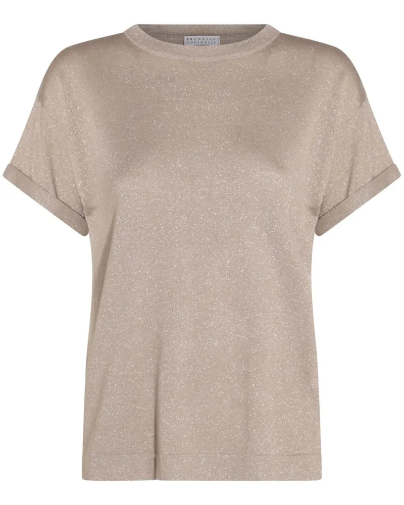 Brunello Cucinelli T-Shirt mit Glitter-Detail - Nude Nude