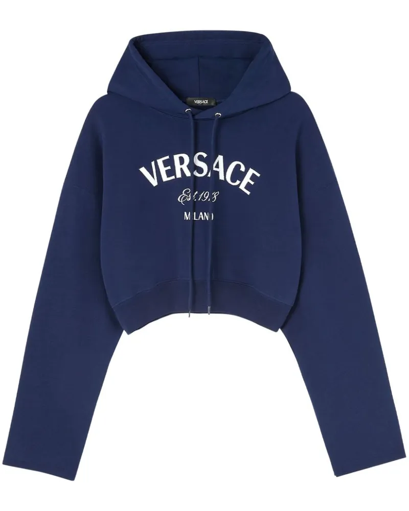 Versace Bestickter Hoodie - Blau Blau