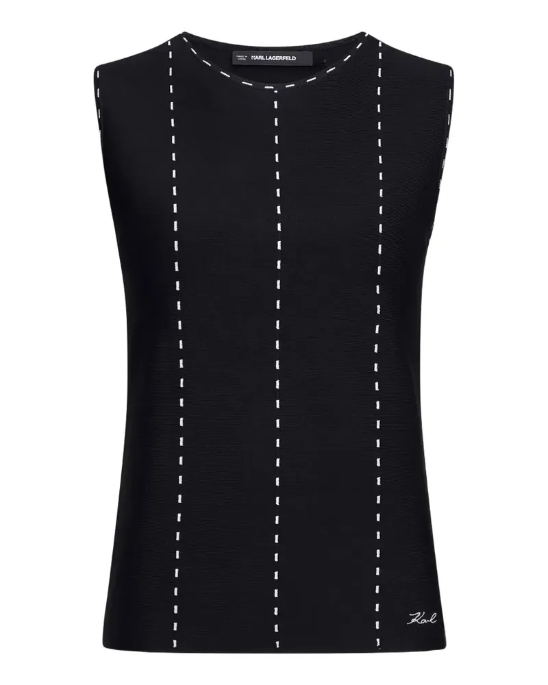 Karl Lagerfeld Top mit Kontrastnähten - Schwarz Schwarz