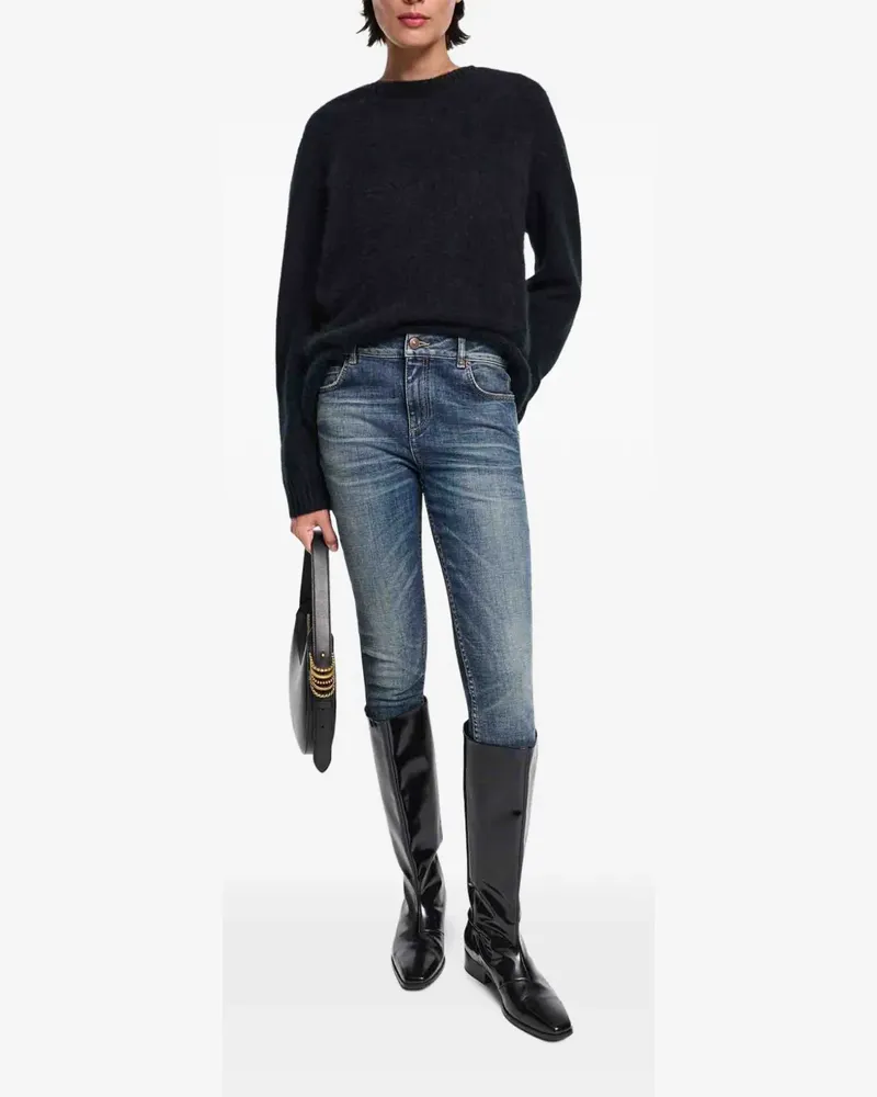 Dorothee Schumacher distressed leather label-patch jeans - Blau Blau