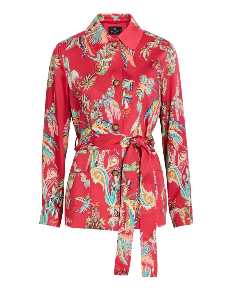 Etro paisley-print belted fitted jacket - Rot Rot