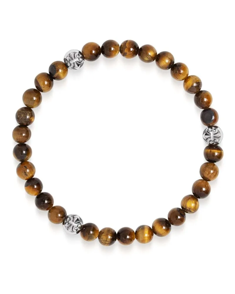 Nialaya Perlenarmband mit Tigerauge und Diamanten 6mm - Braun Braun