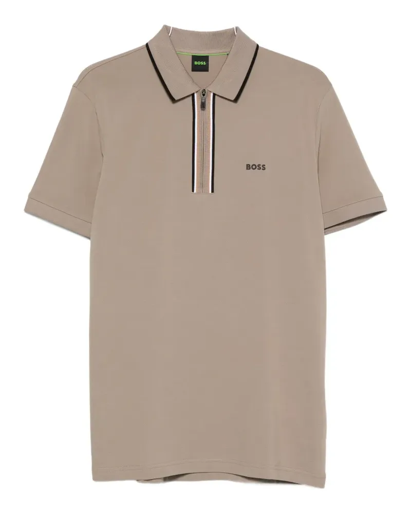 HUGO BOSS Philix zip-fastening polo shirt - Nude Nude